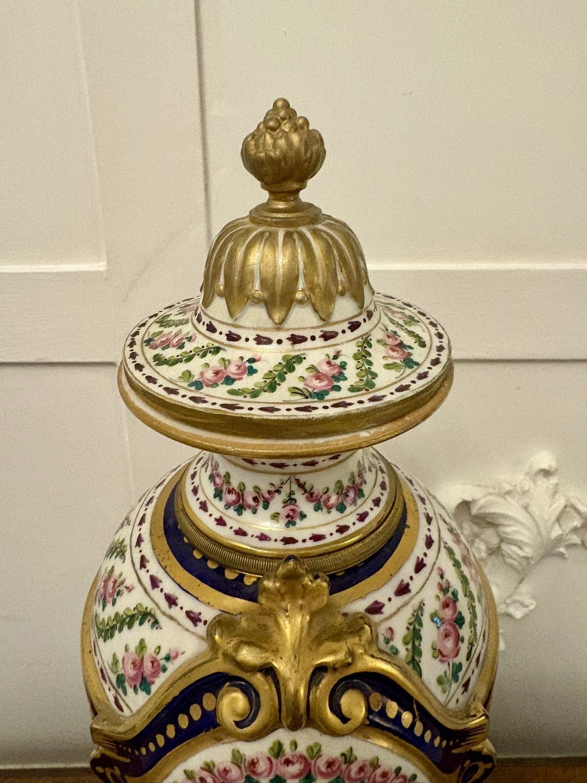 Outstanding Quality Large French Antique 19th Century Hand Painted Porcelain Urn Shaped Mantle Clock photo 4150.0