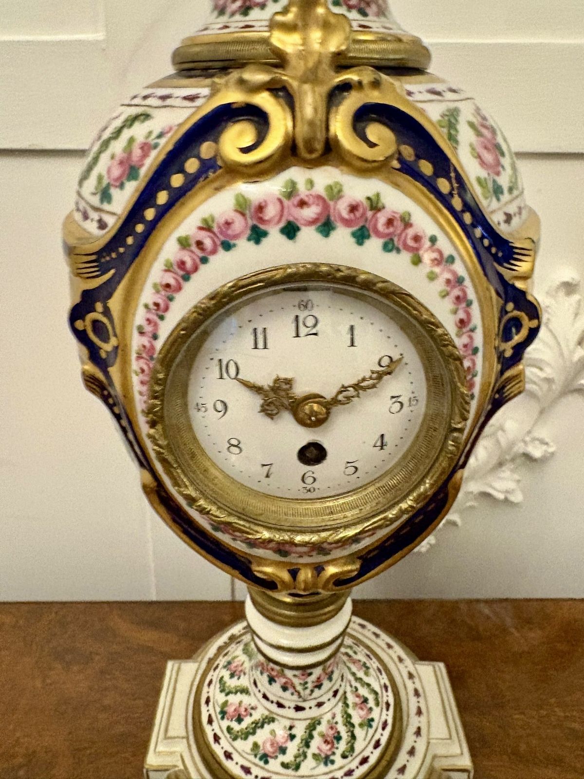 Outstanding Quality Large French Antique 19th Century Hand Painted Porcelain Urn Shaped Mantle Clock photo buy