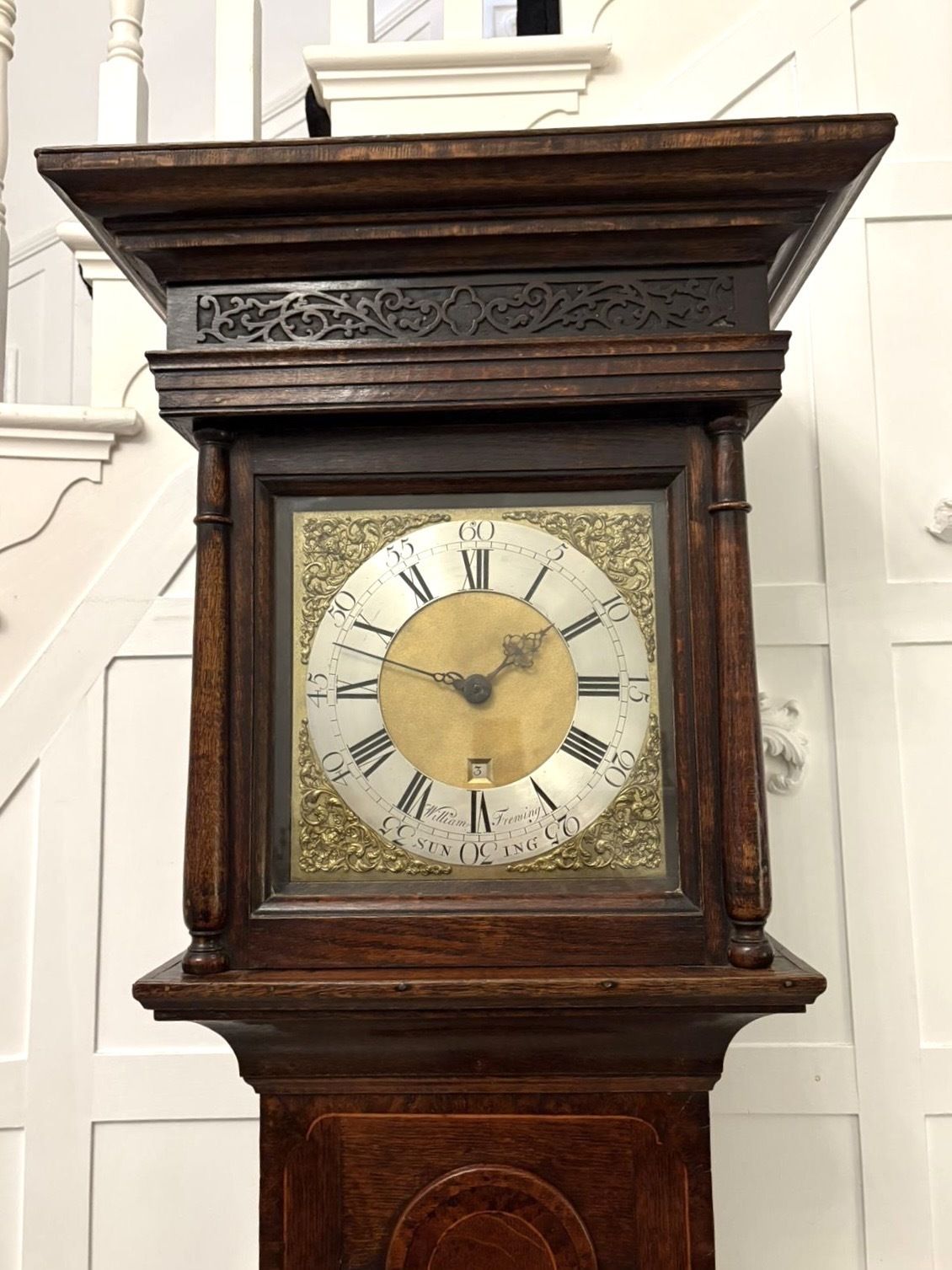 Outstanding Quality Antique 18th Century Oak And Burr Oak Brass Face Longcase Clock photo for sale