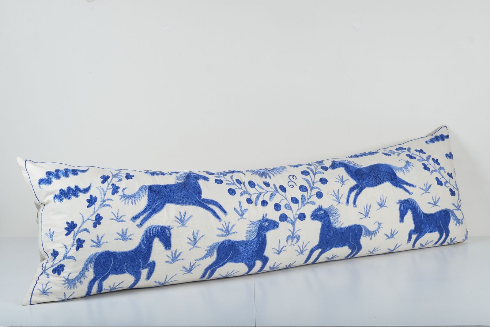 Suzani Horse Bedding Pillows Made From Tashkent Suzani, Hippie Extra Long Pictorial Cushion photo for sale