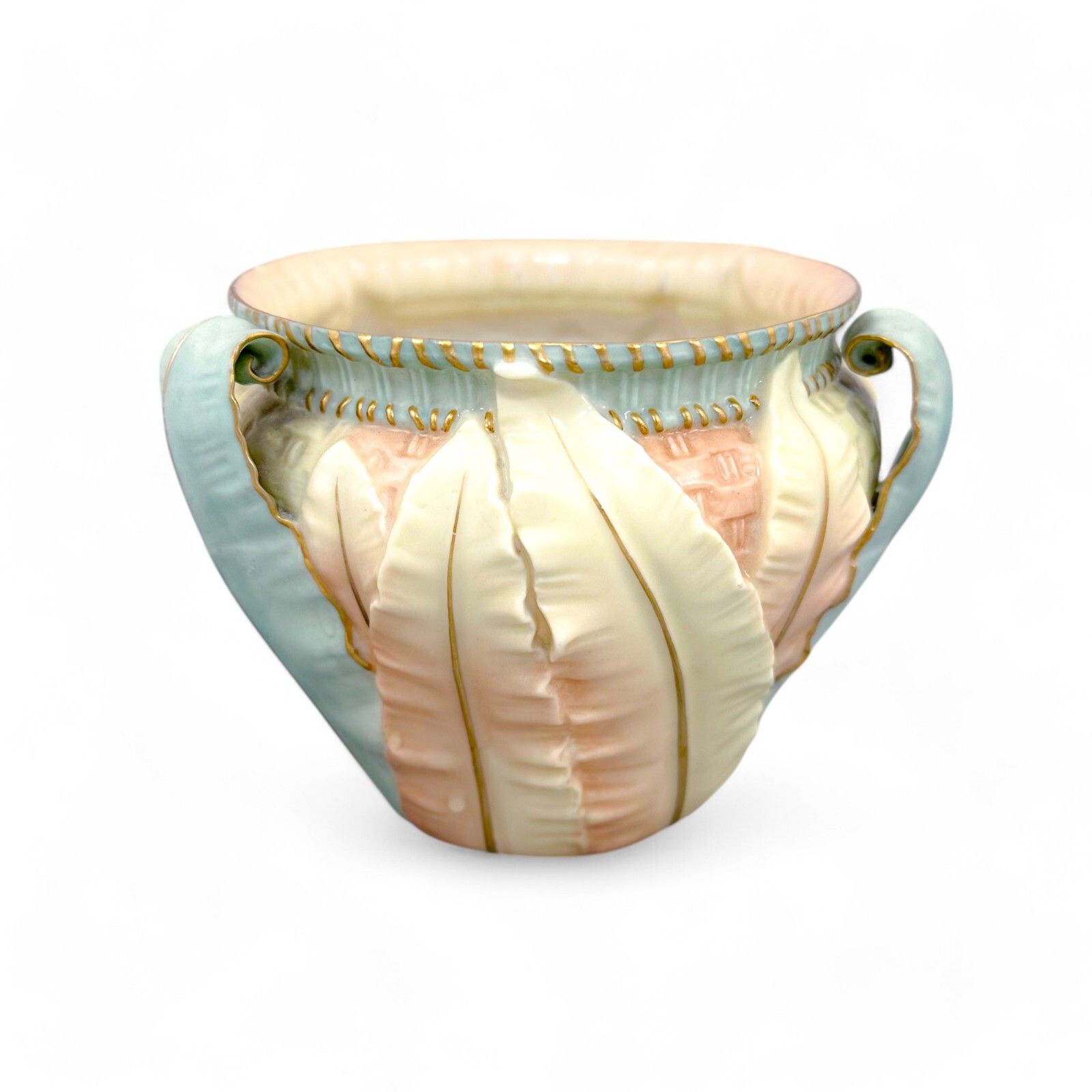 Antique Art Nouveau Royal Worcester Porcelain Blush Planter Jardiniere Cache Pot