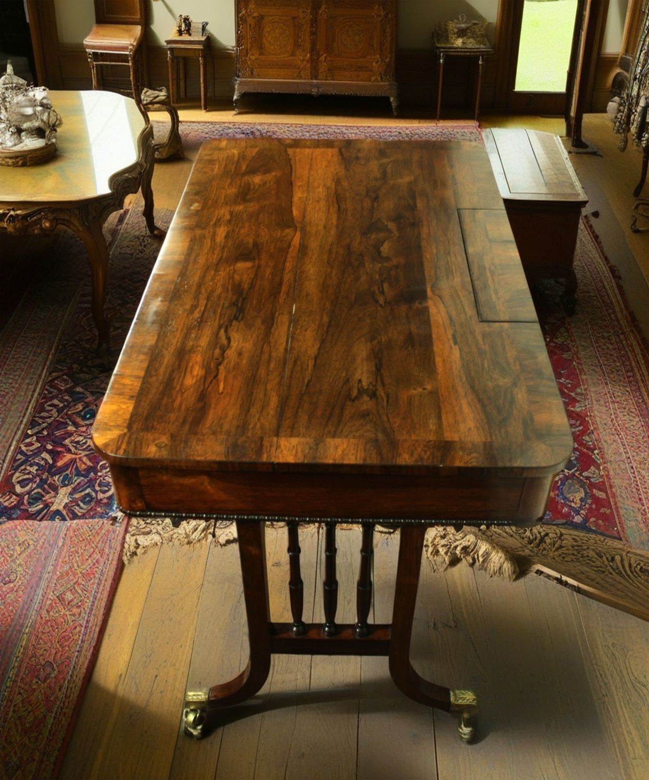 Regency Rosewood Library Table photo vintage