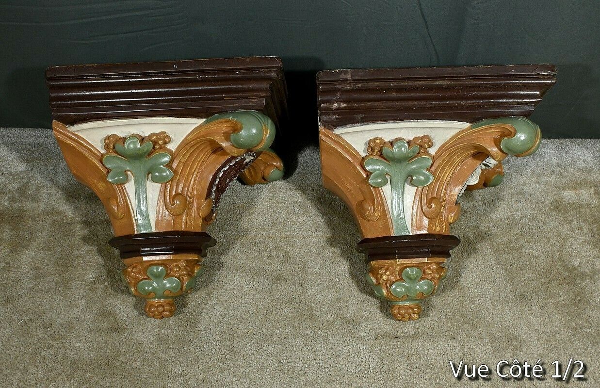 photo furniture Pair Of Plaster Wall Consoles, Baroque Style – Late 19th Century