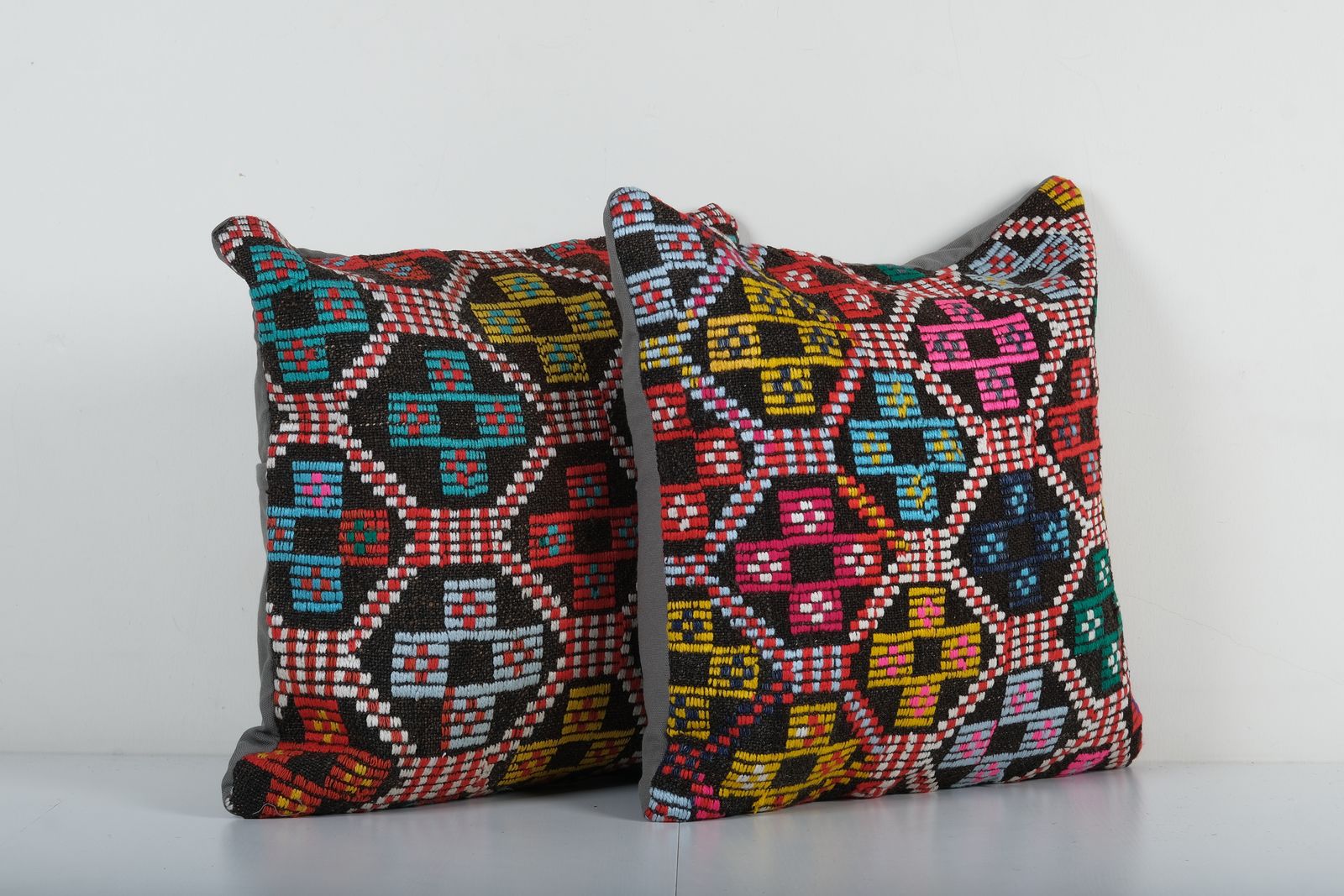 Handmade Turkish Kilim  Cover, Set Of Two Kilim Pillow Cases Fashioned From A Late 19th Century photo Textiles