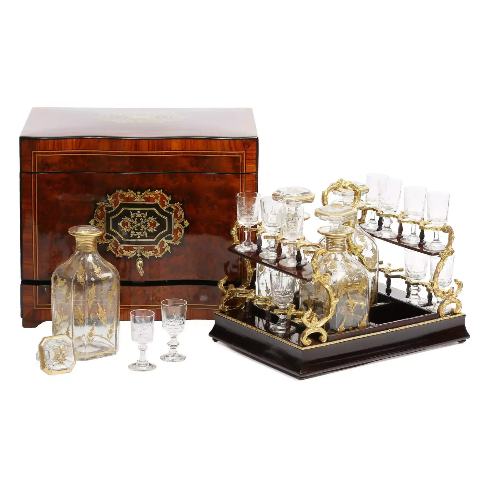 Carriage Bar In Marquetry Technique In The Style Of Napoleon III. 19th Century. photo vinterior