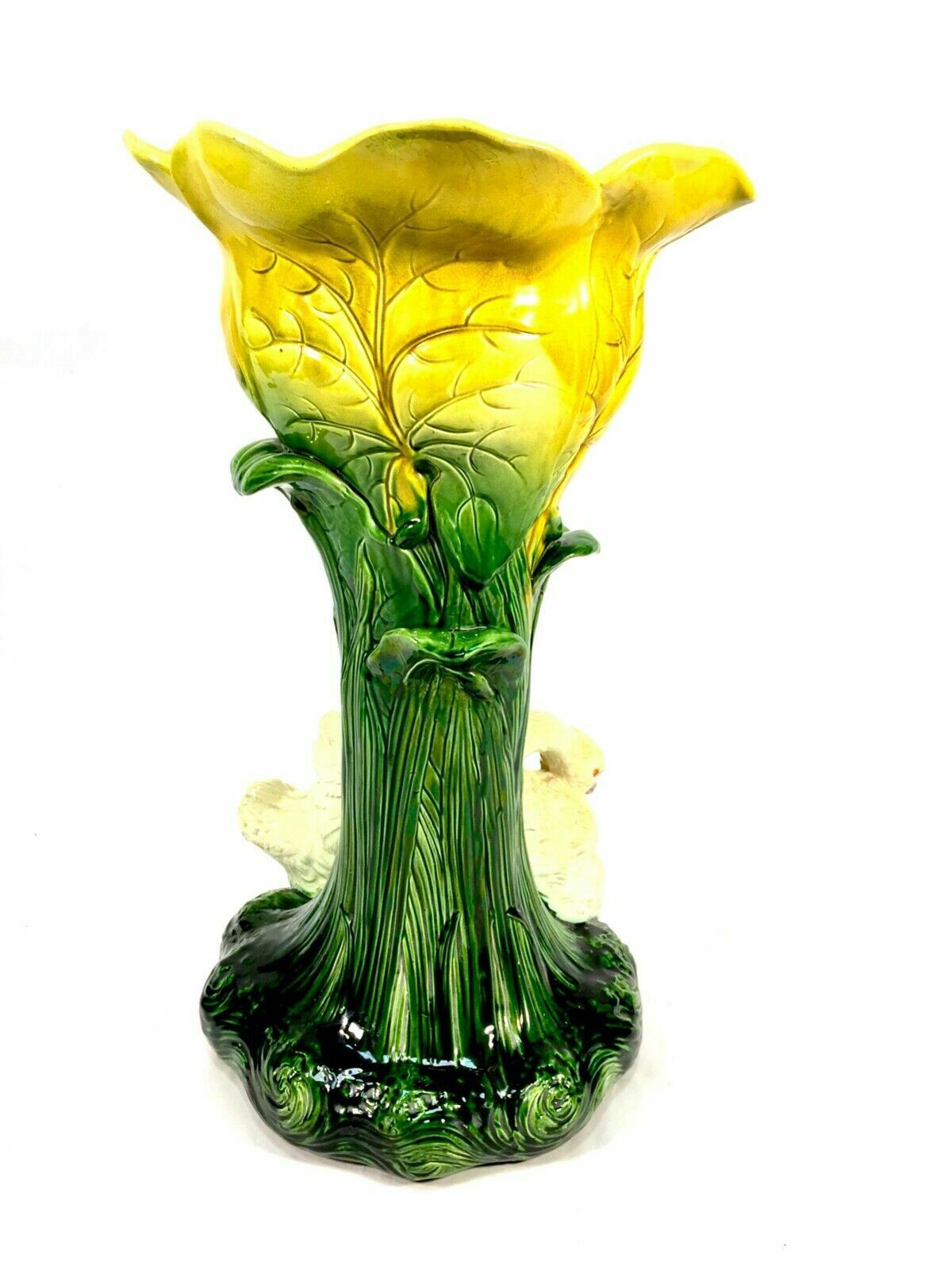 Antique Bretby Ceramic Pottery Jardinier Plant Stand 19th Century Majolica Swan photo Home Decor