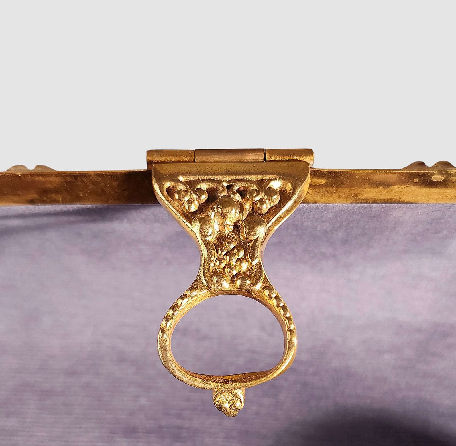 1900s Jugendstil Golden And Silver Brass Jewelry Casket With Blue Velvet Lined Interior By Erhard & Söhne, Germany photo buy