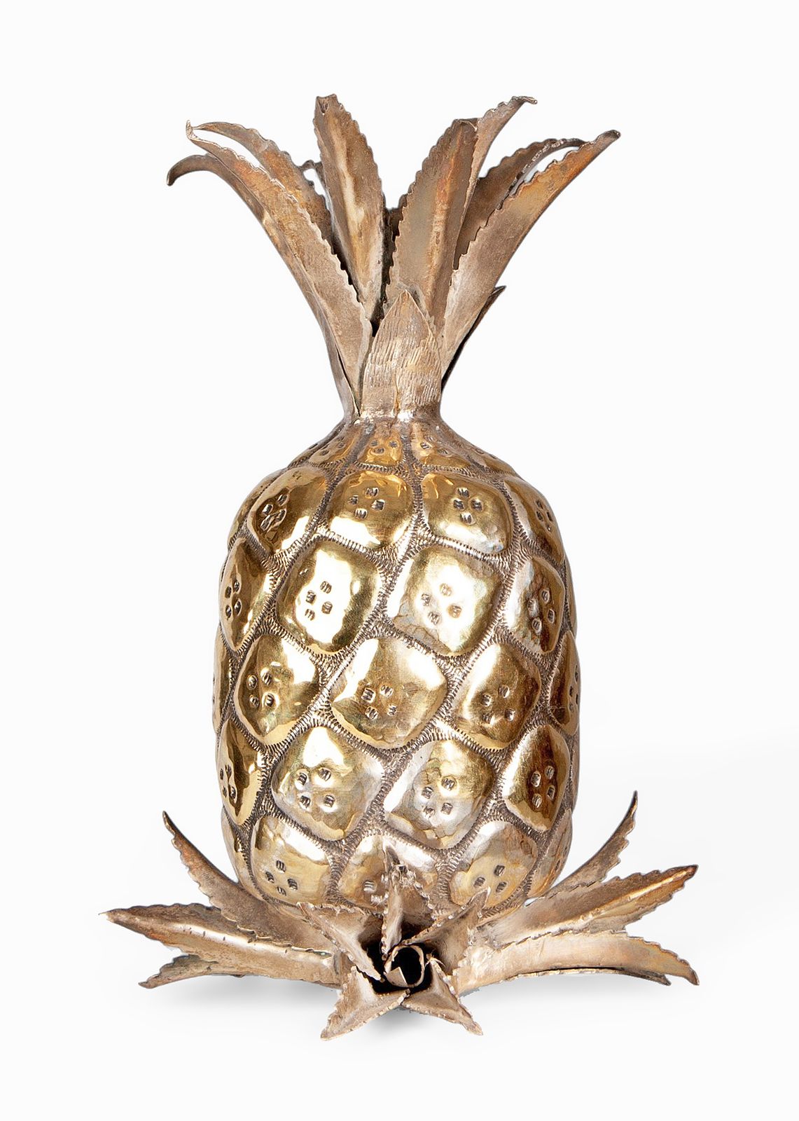 Mid 20th Century Modern Gilt Brass Decorative Pineapple Sculpture/Newel Post, Italy