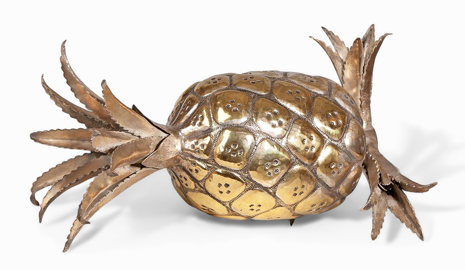Mid 20th Century Modern Gilt Brass Decorative Pineapple Sculpture/Newel Post, Italy photo Art