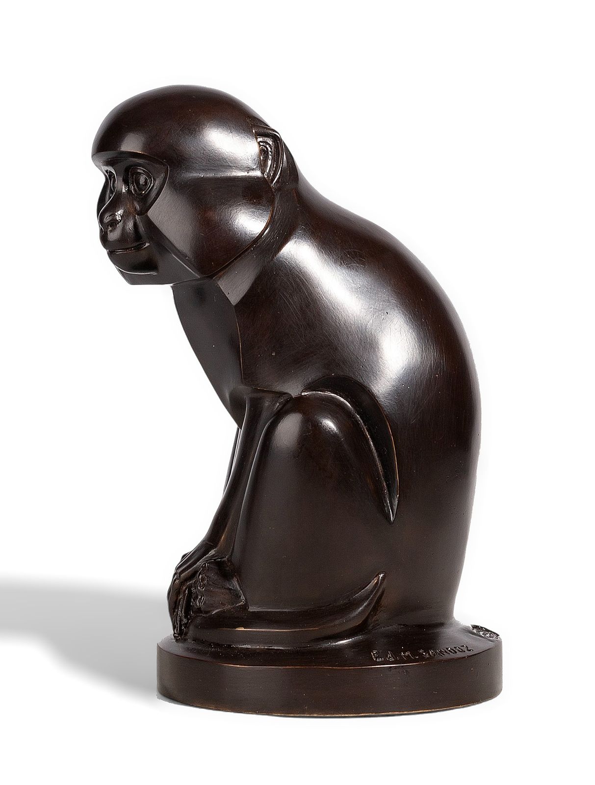 Early 20th Century Art Déco Bronze Monkey Sculpture By édouard Marcel Sandoz For The Robecchi Foundry, France photo for sale