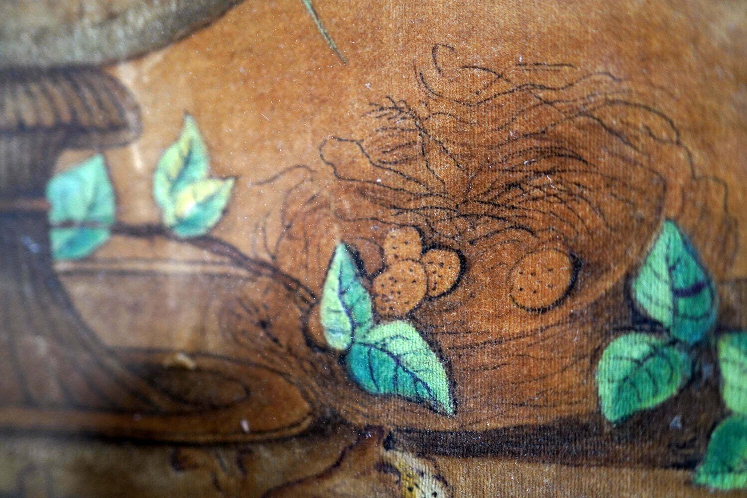 photo furniture A Mid 19thc Victorian Period Floral Still Life Velvet Painting C.1850