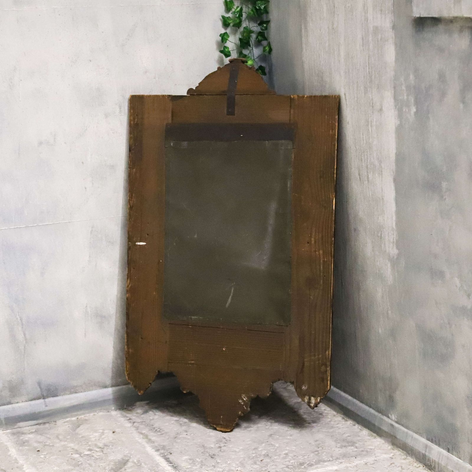 French Pressed Brass Mirror In Oak Frame With Family Crest Circa 1880 photo for sale