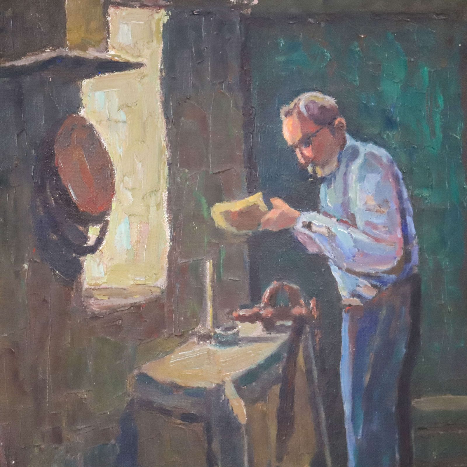Early French Naïve Painting Of A Clog Maker photo Art