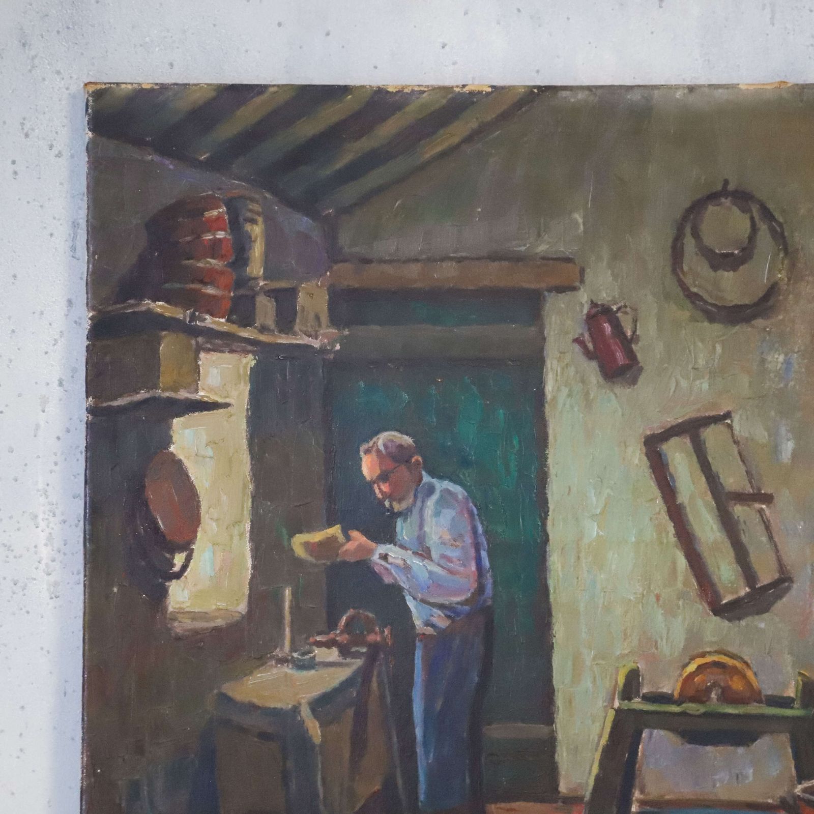 Early French Naïve Painting Of A Clog Maker photo buy