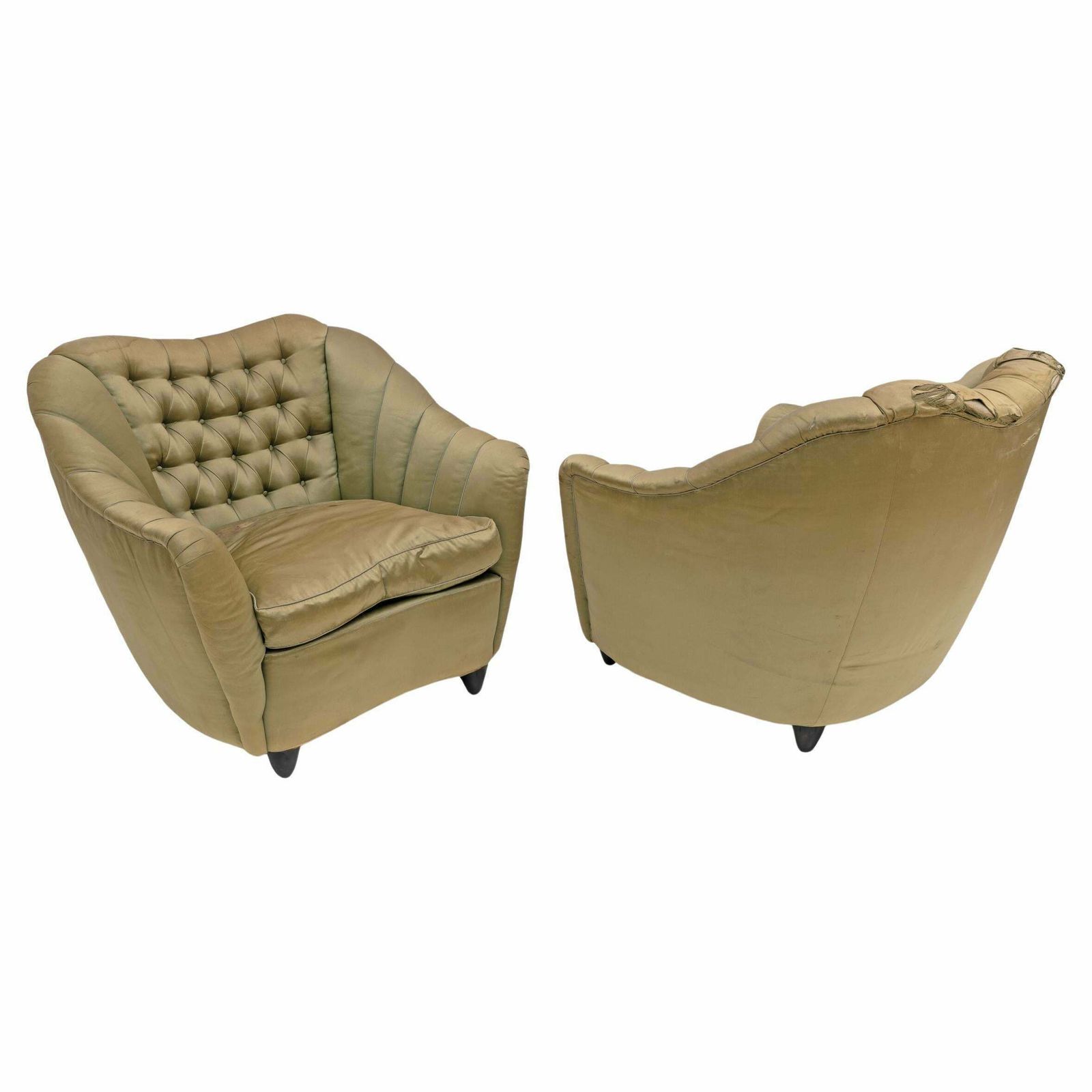 Pair Of Gio Ponti Mid Century Modern Curved Armchairs For Casa E Giardino, 1940s