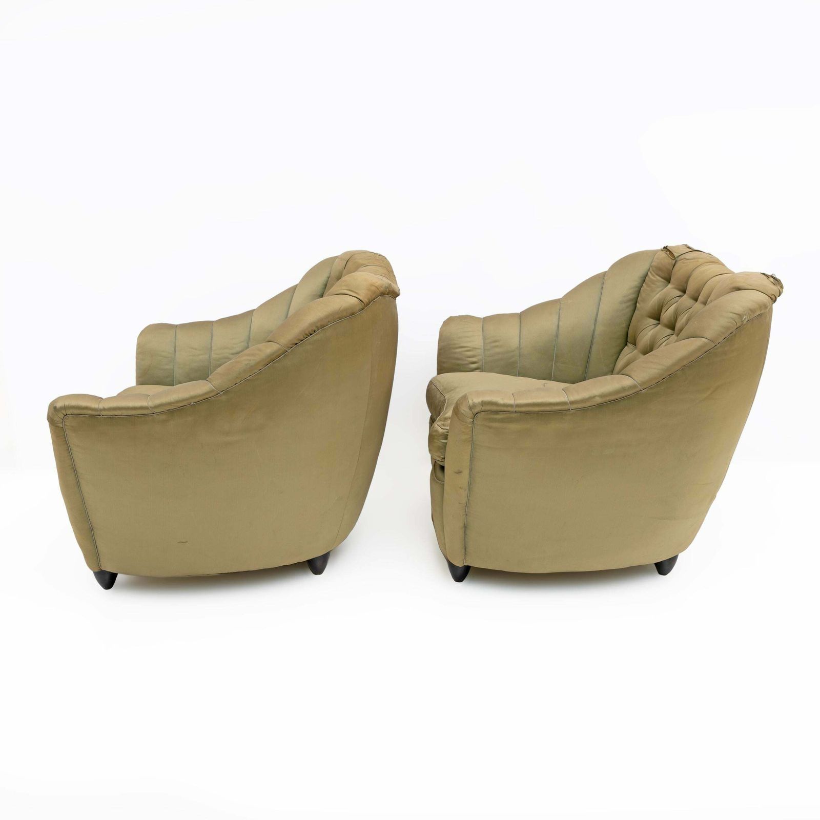 Pair Of Gio Ponti Mid Century Modern Curved Armchairs For Casa E Giardino, 1940s photo for sale
