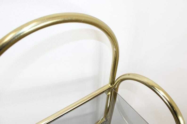 photo furniture Vintage Mid Century Modern Shelves/Hollywood Regency Shelving With Smoked Glass 80's/Bathroom Stand/Flower Stand/Book Stand