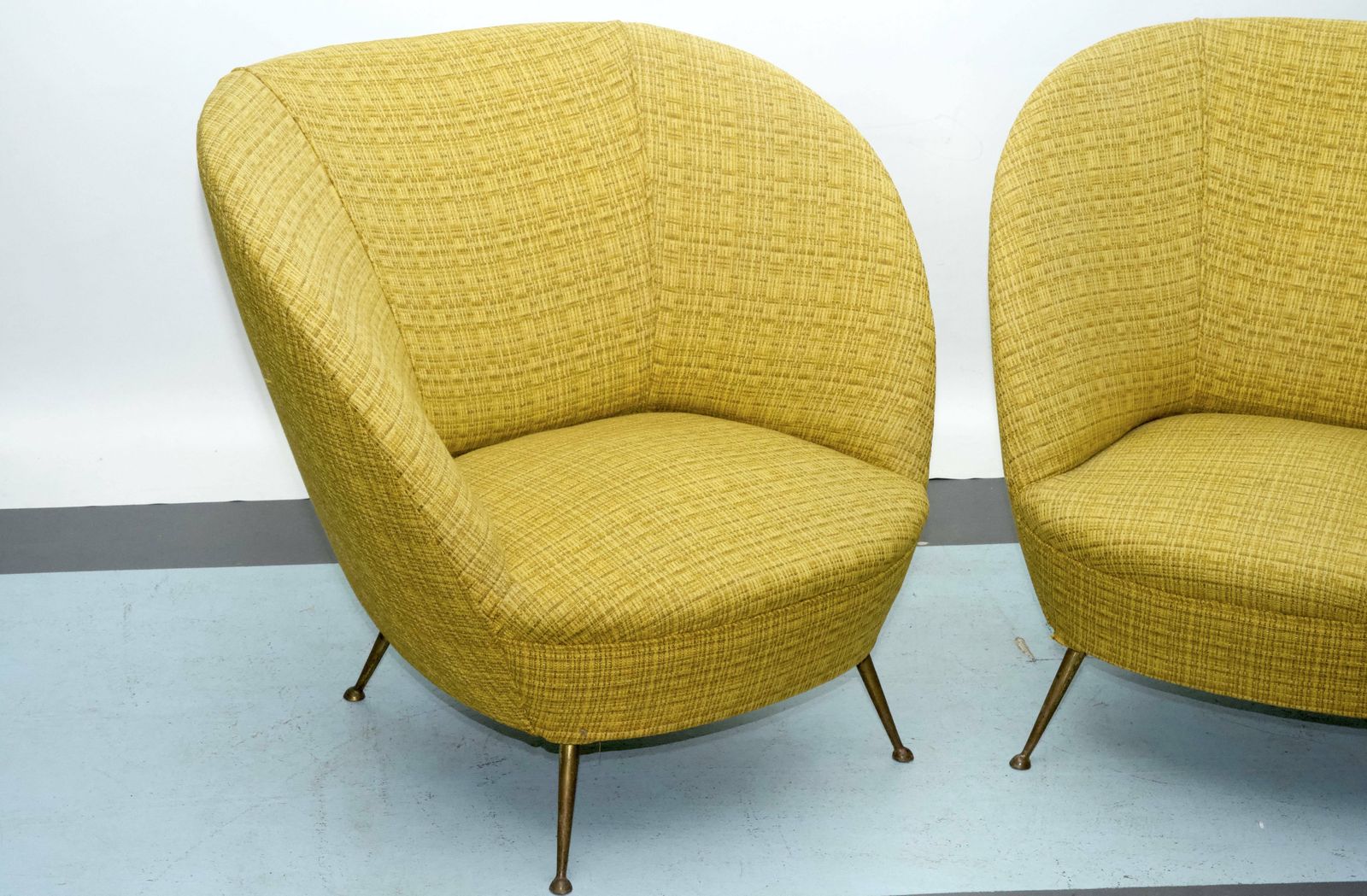 Pair Of Ico Parisi Style Armchairs In Original Fabric, Italy, 1950s photo 5720.0