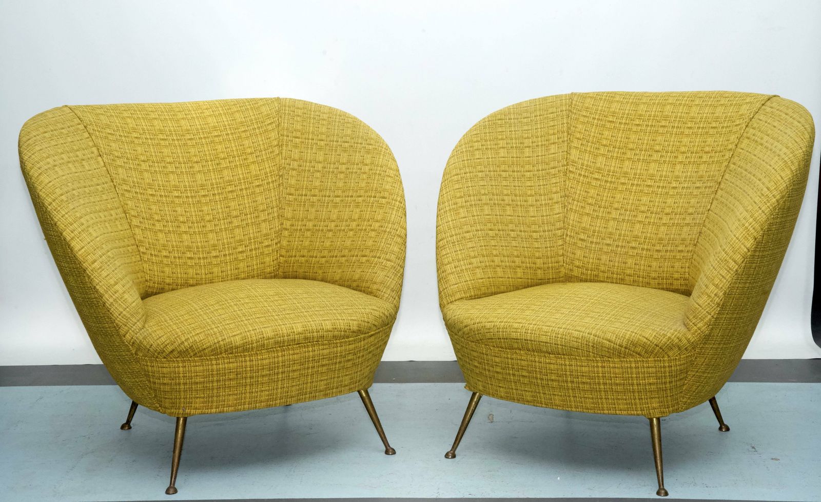 photo furniture Pair Of Ico Parisi Style Armchairs In Original Fabric, Italy, 1950s