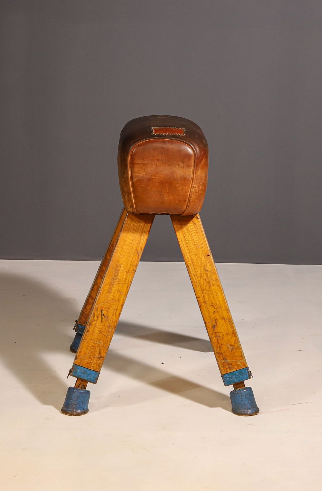 Gymnastic Leather Pommel Horse, Czechoslovakia, 1950’s photo for sale