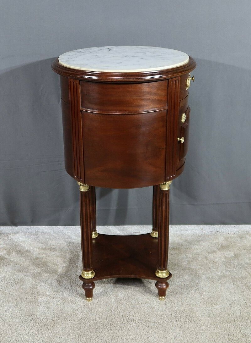 photo buy Small Mahogany Drum Table, Louis XVI Style – Late 19th Century