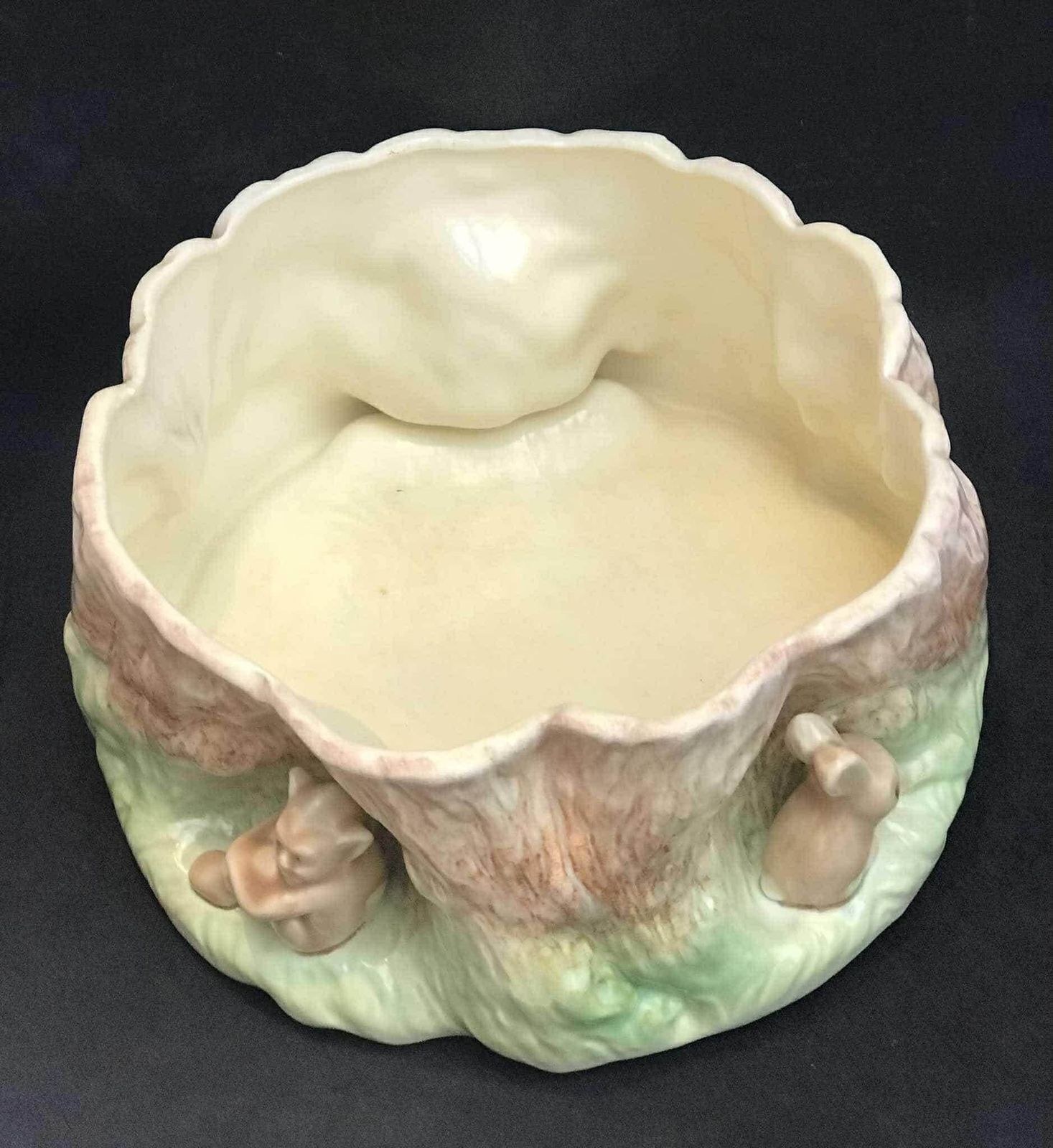 English Jardinière Barbotine Planter Centerpiece Cache Pot Sylvac Rabbit And Pixie Jardinaire 1514 Gift Majolica Eggs Container Fruits Cup photo buy