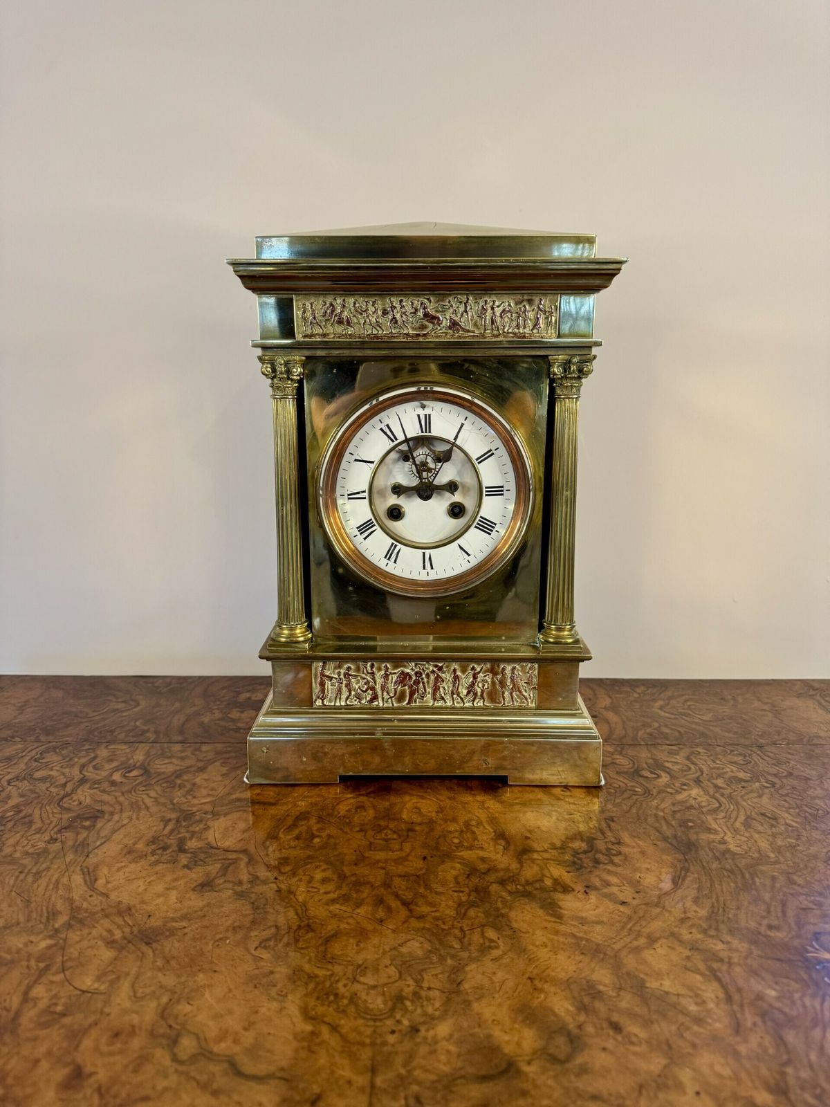 Outstanding Quality Antique Brass French Mantle Clock photo furniture