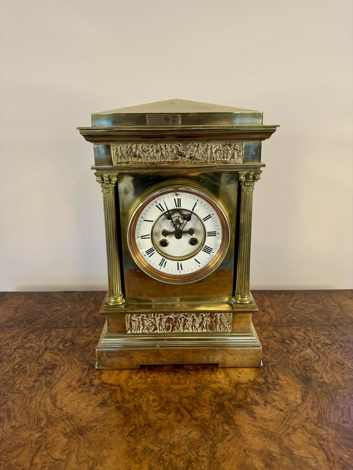 Outstanding Quality Antique Brass French Mantle Clock photo vinterior