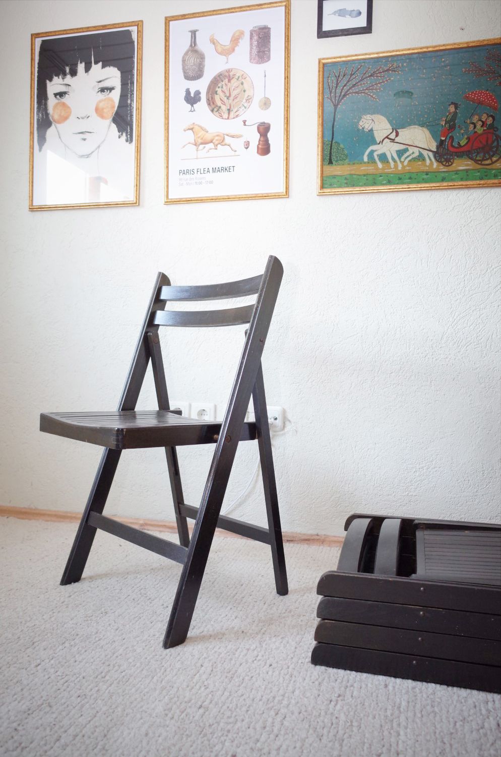 5 Vintage Folding Chairs Painted Black photo vintage