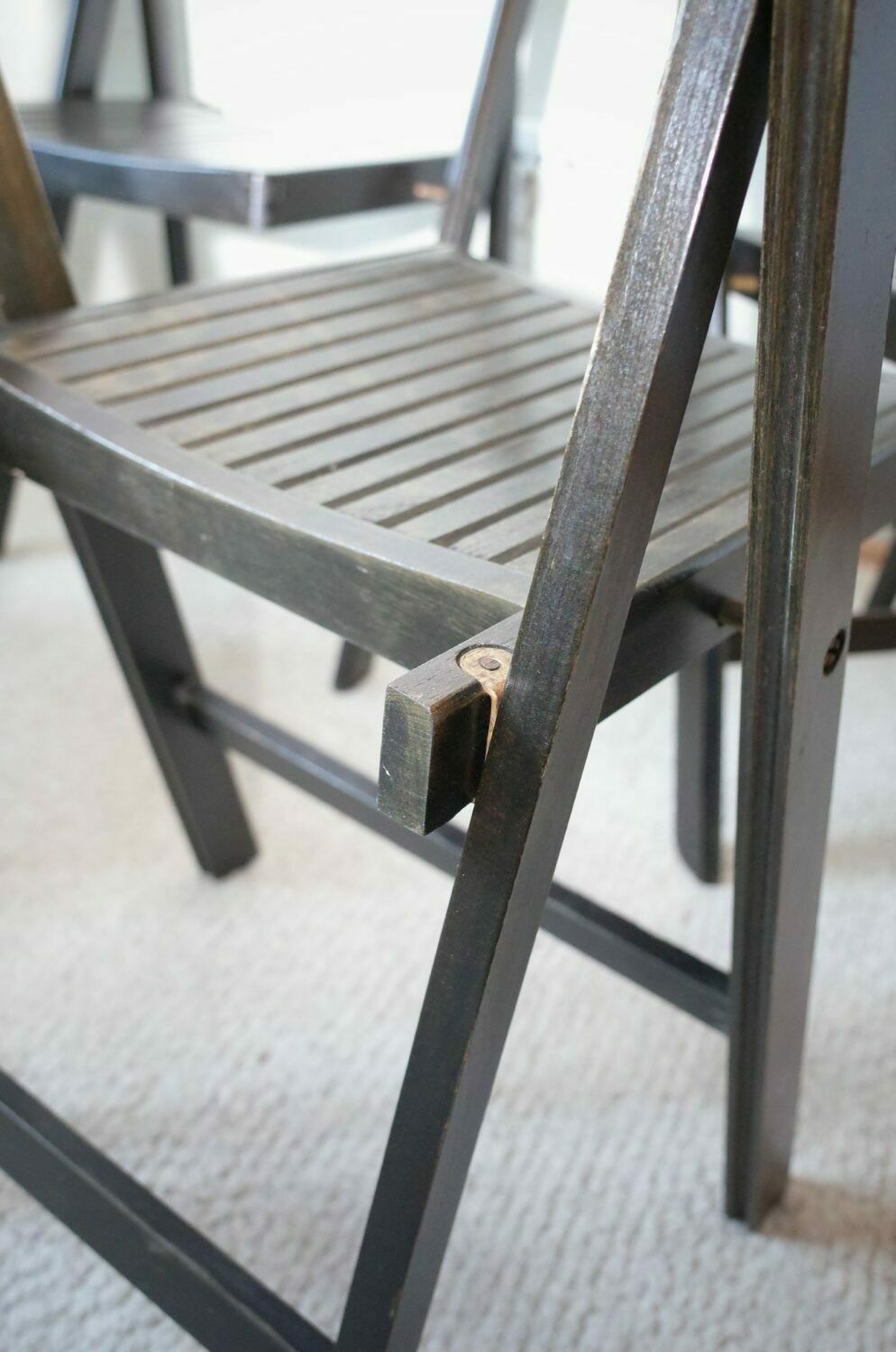Furniture 5 Vintage Folding Chairs Painted Black photo
