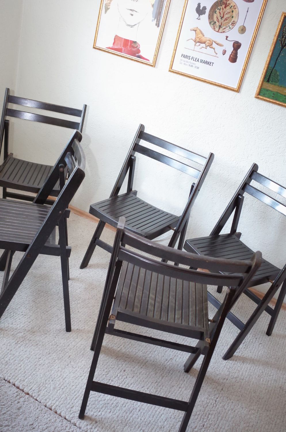 photo buy 5 Vintage Folding Chairs Painted Black