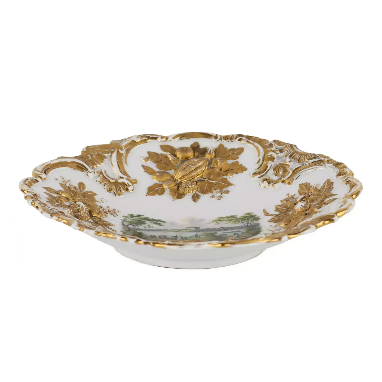 Luxurious Decorative Dish With A View Of Zwickau. Meissen. 1815 1860. photo for sale