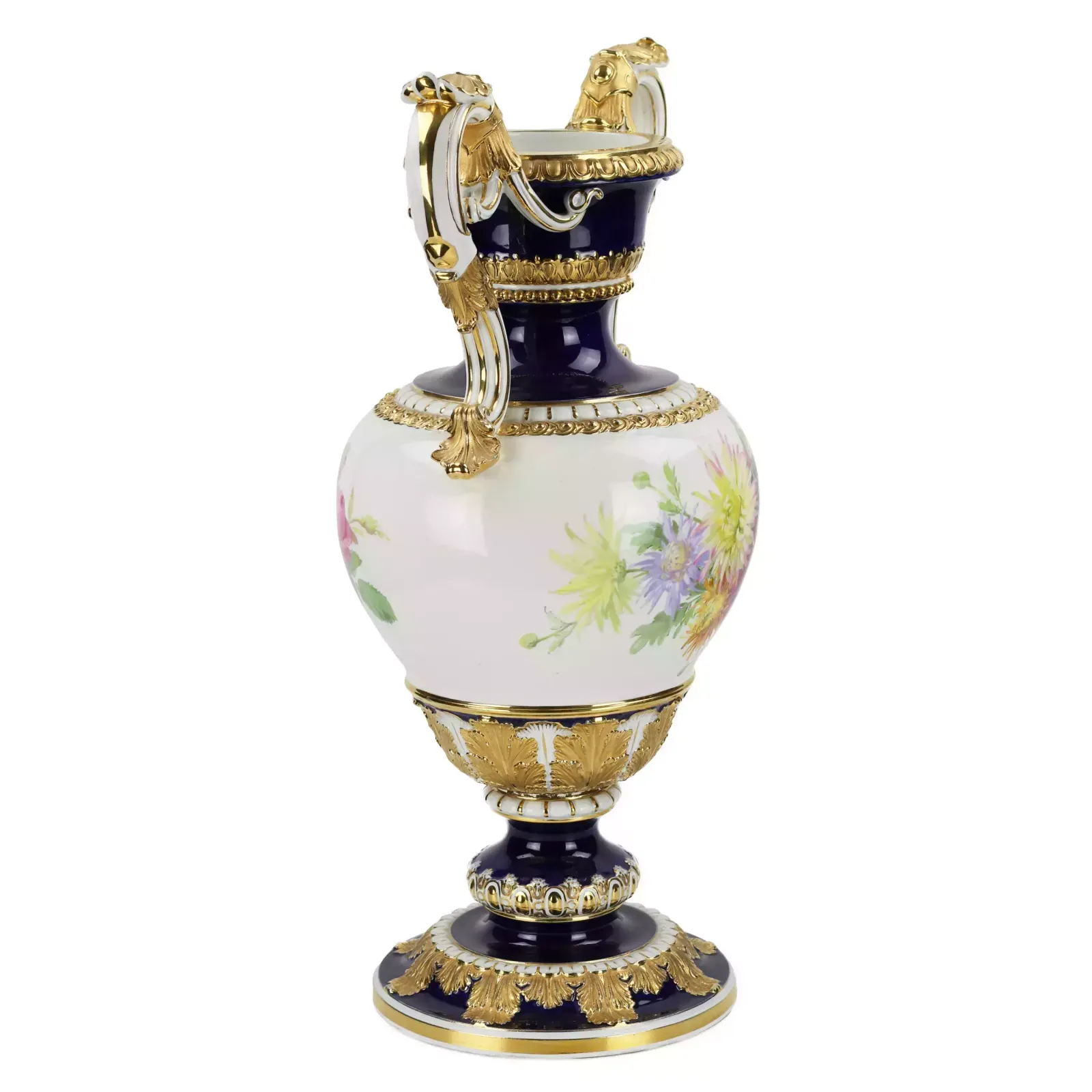 Large Salon Vase With Flowers. Ernst August Leuteritz. Meissen 19th Century photo for sale