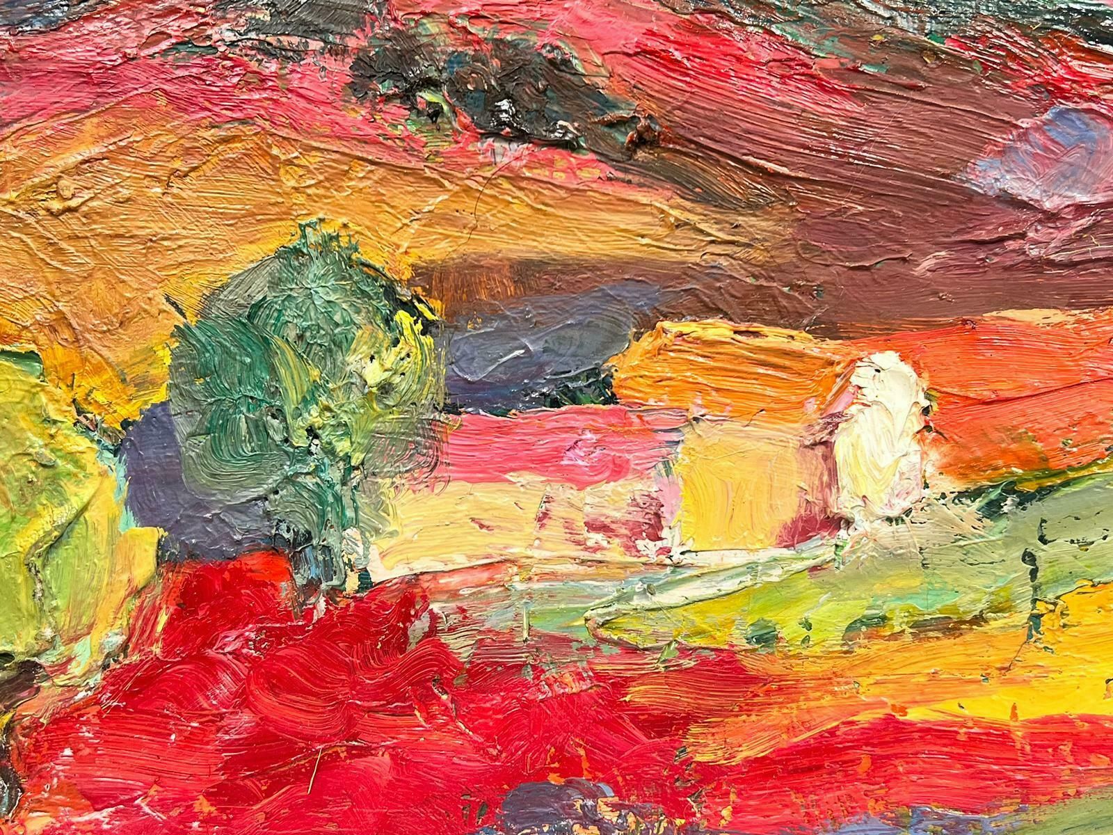 French Mid Century Mid 20th Century French Expressionist Oil Provence Purple Orange Gold Yellow1950's photo vinterior