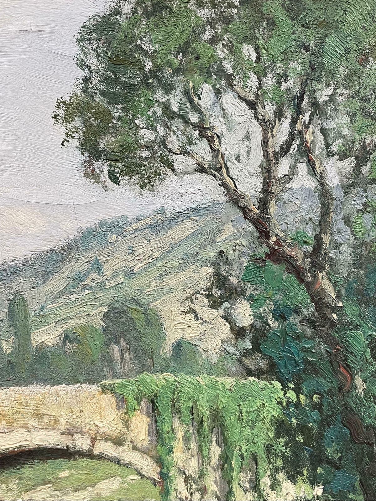 Felix Raoul Etevelarge 1950's French Impressionist Signed Old Bridge Over River Landscape1950's photo 1454.0