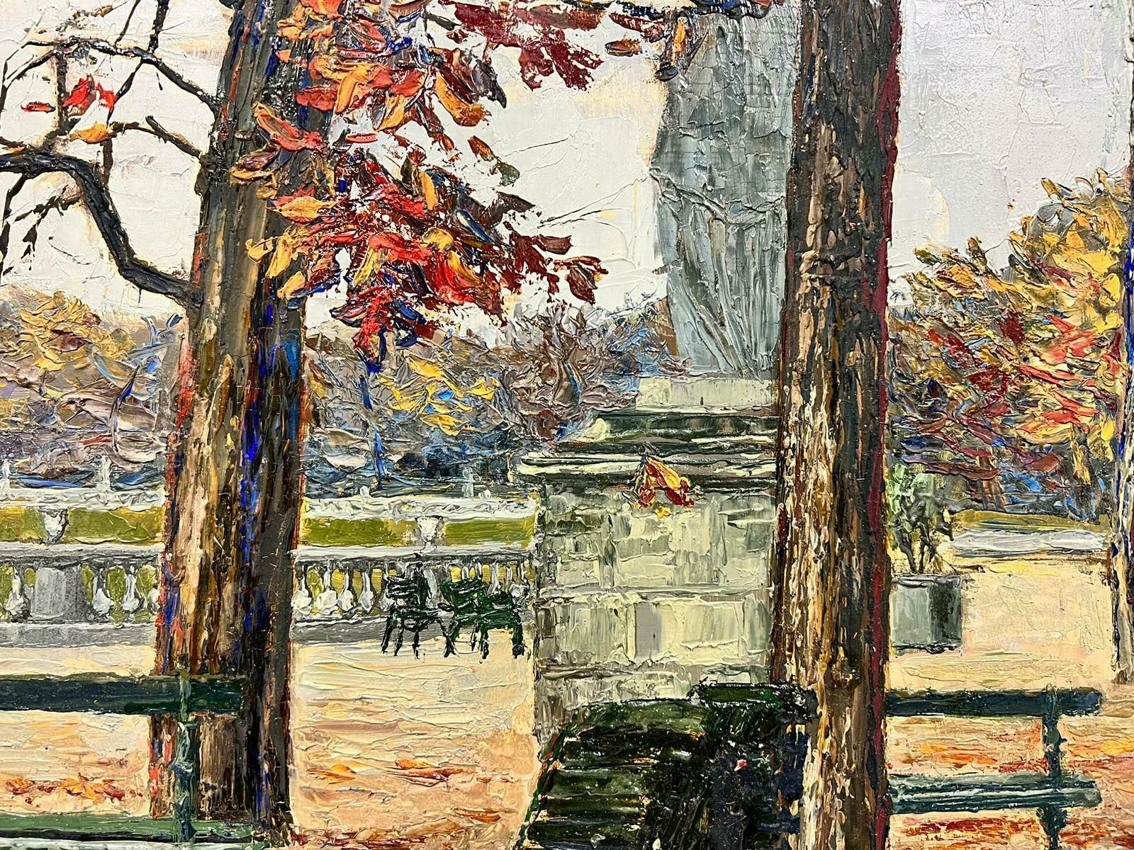 Josine Vignonfigure Sat On In The Autumn Garden Of Luxembourg Thick Oil Impasto Landscape1960's photo buy
