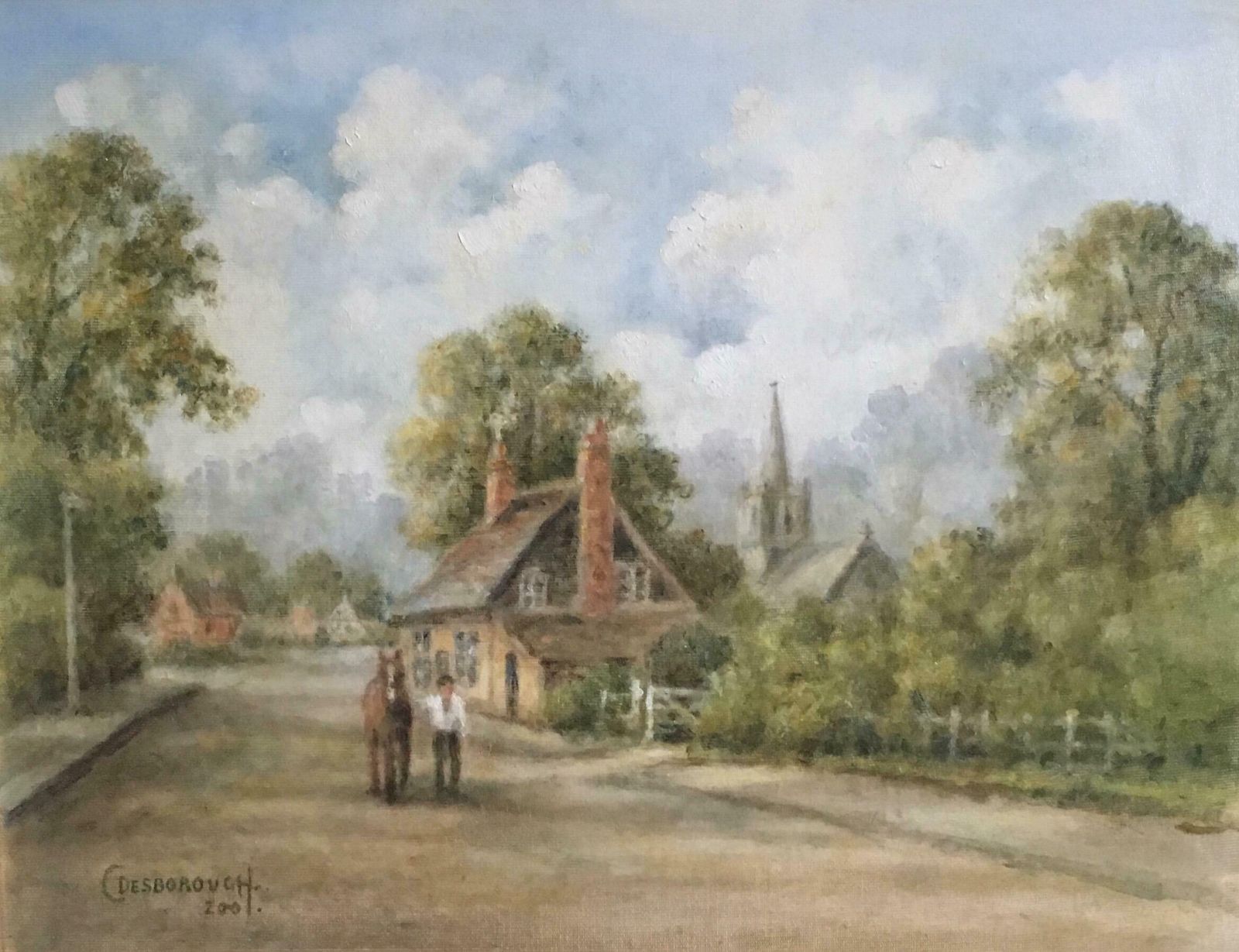 C. Desborough"Newtown Linford" Impressionist Landscape, Oil Painting, Signed2001