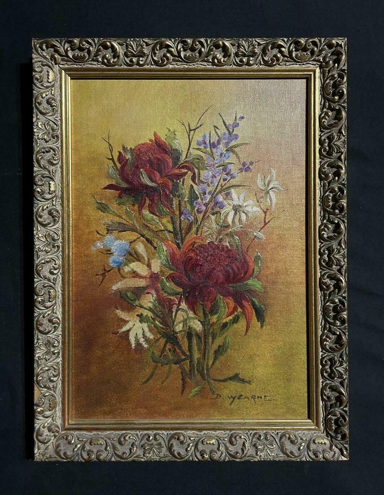 D. Warneaustralian Wild Flowers Signed Oil Painting Still Life, Framed photo furniture