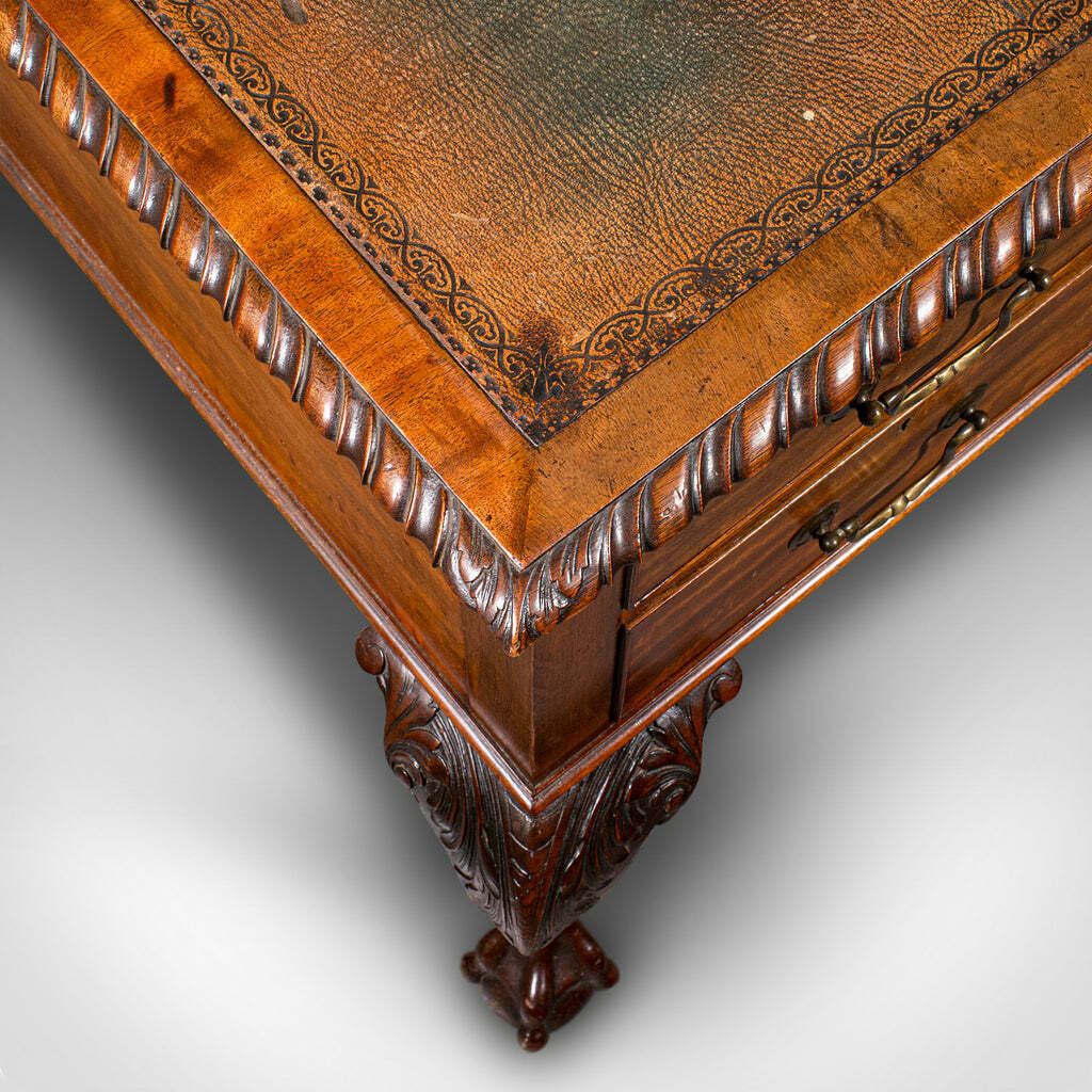 photo furniture Antique Clerk's Desk, English, Leather, Partner, Home Office, Edwardian, C.1910