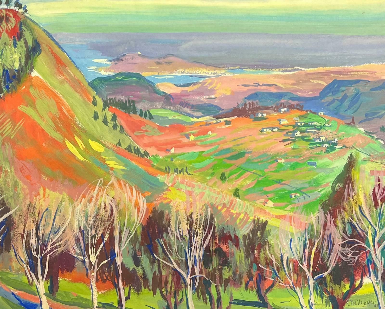 French School1960's French Signed Post Impressionist Painting Far Reaching Valley Views photo for sale