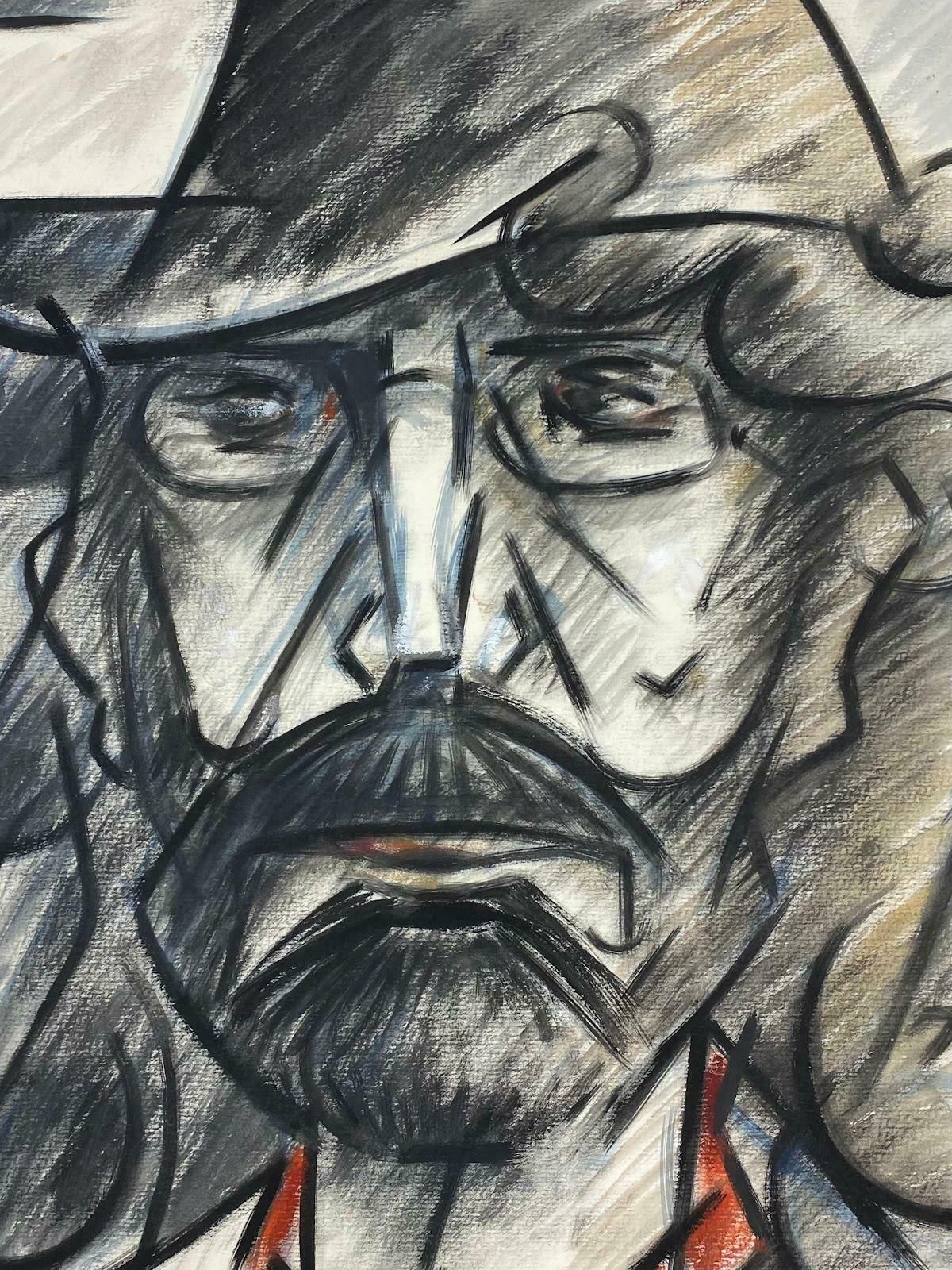 Paul Louis Bolot (French 1918 2003)20th Century French Modernist Gouache Painting Portrait Of Inspector In His Hat20th Century (1968) photo furniture