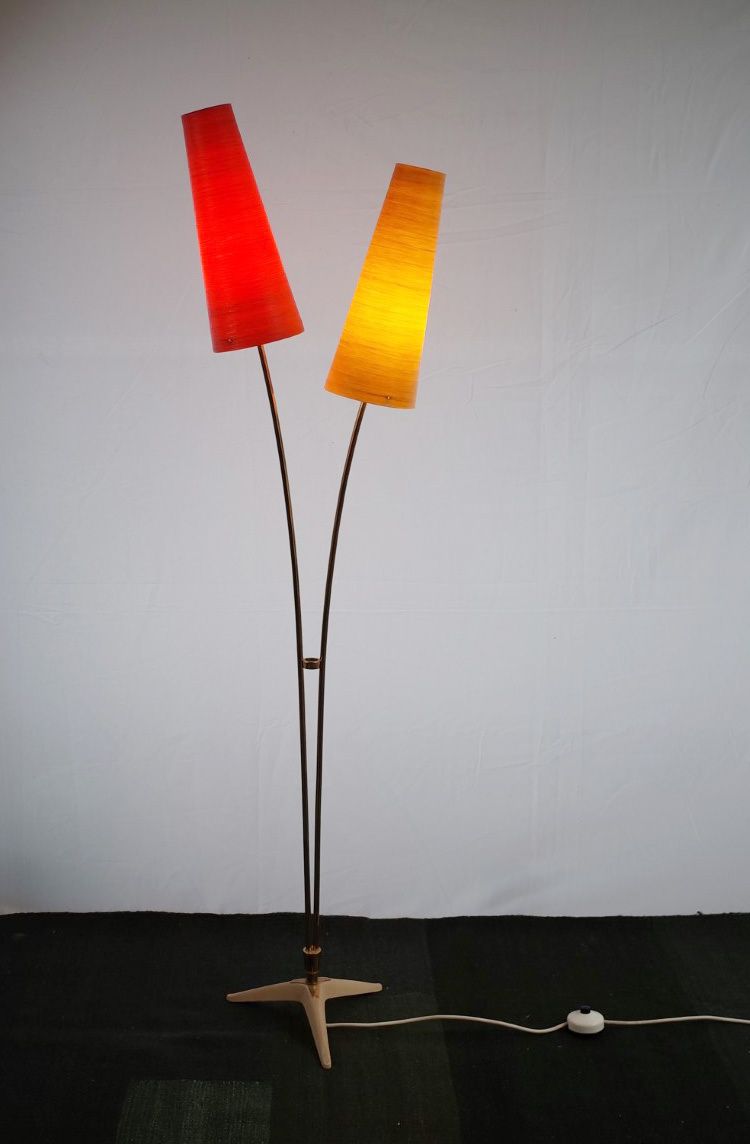 Vintage Floor Lamp In Cosack Style Fiberglass Brass photo vinterior