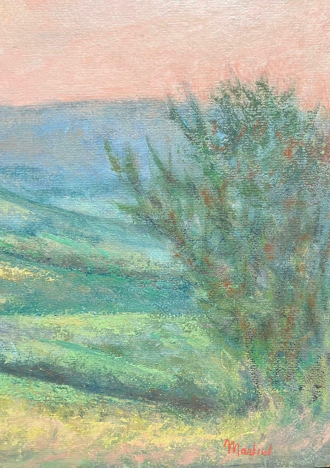 Jacob Markiel20th Century French Modernist Oil Painting Hazy Summer French Meadows Landscape photo vintage