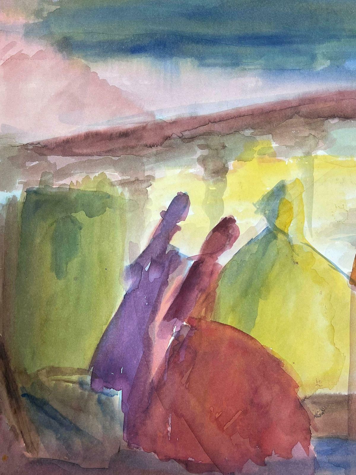 Guy Nicod 20th Century French Modernist Painting Colourful Abstract Figures photo for sale