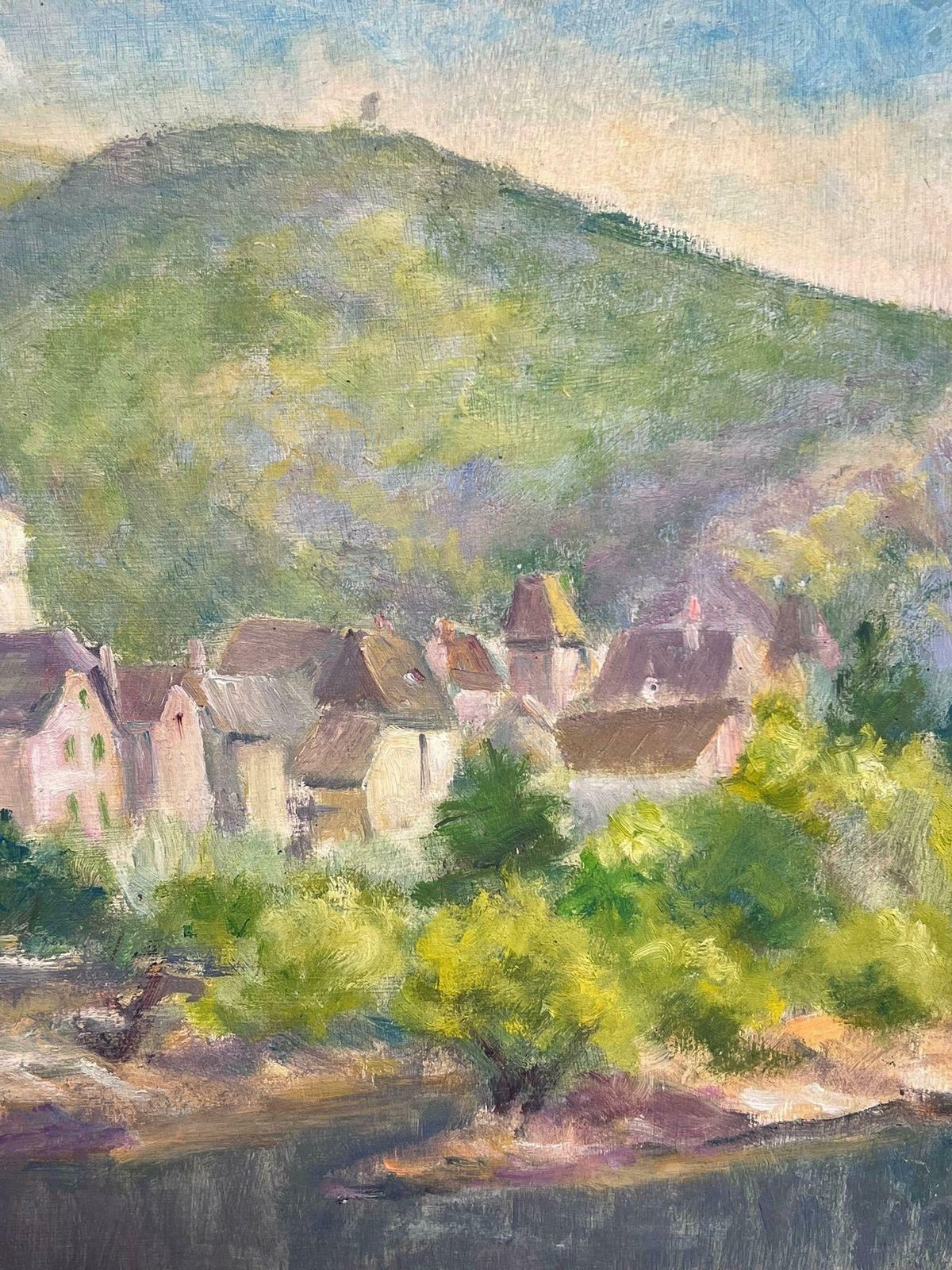 Regine Davidmid 20th Century Sunlit Village In  The Mountains French Post Impressionist Oil 1950's photo vinterior