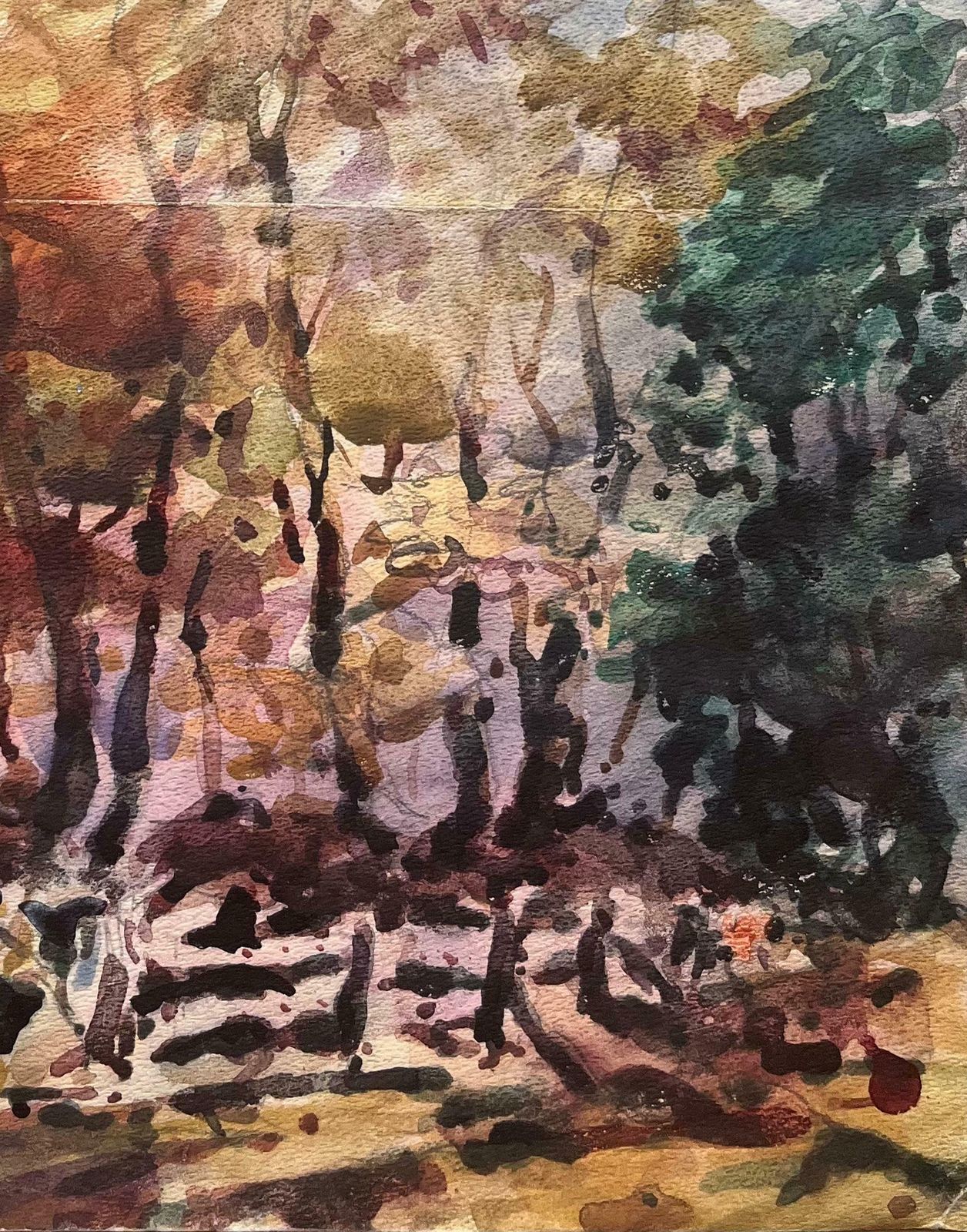 Maurice Mazeiliefrench Impressionist Watercolor Of Autumnal Woodland Scene20th Century photo Art