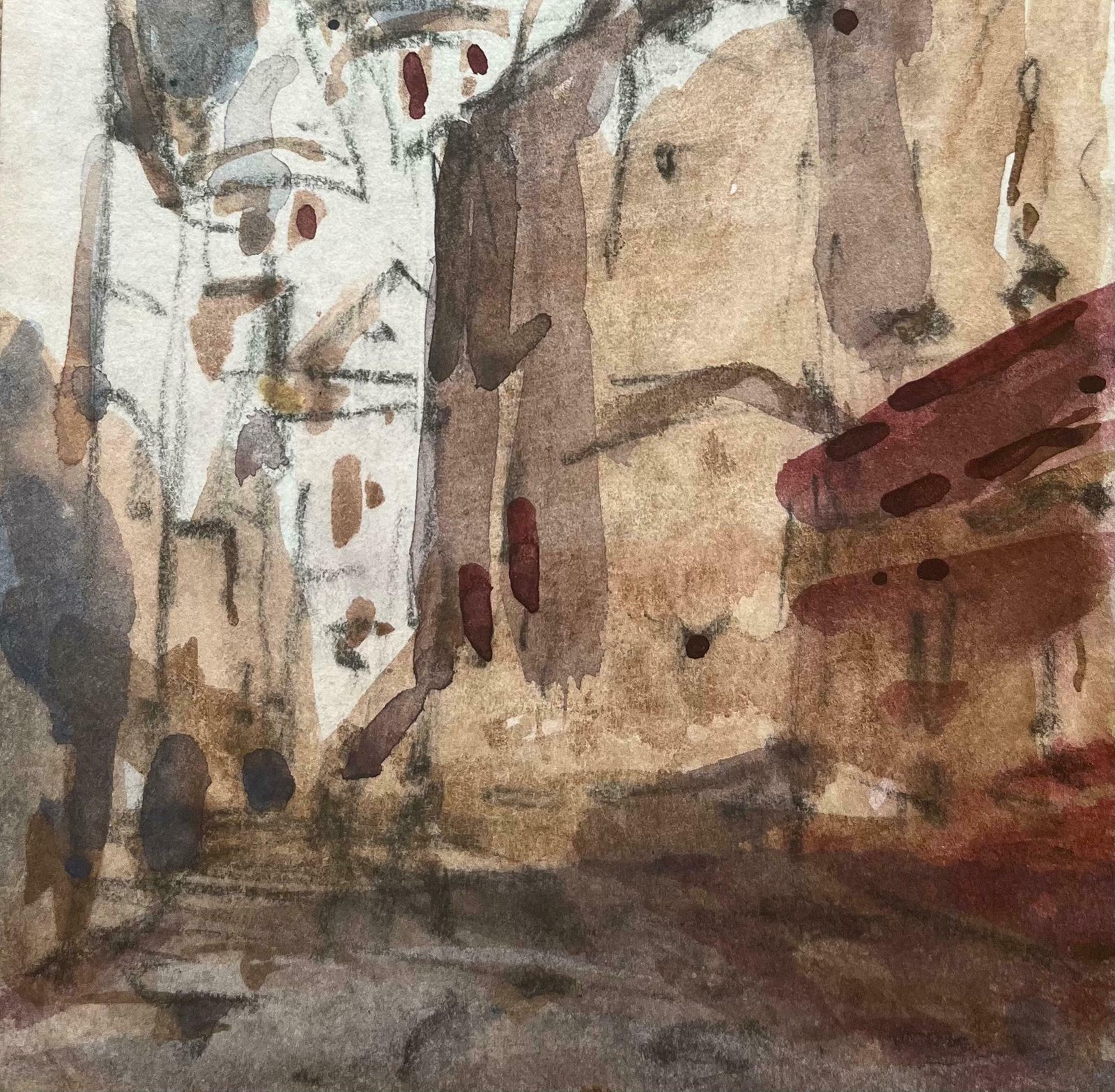 Maurice Mazeiliefrench Impressionist Watercolor Of Urban Scene With Cathedral Domes20th Century photo 143.0