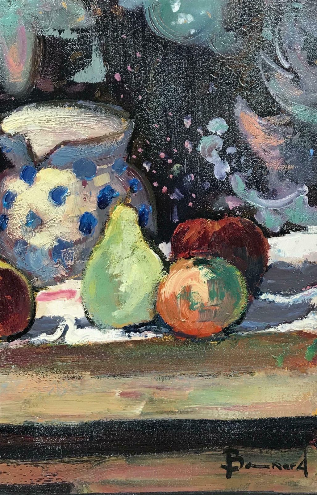 Guy Benardsuperb French Post Impressionist Signed Oil Still Life Fruit & Champagne photo vinterior