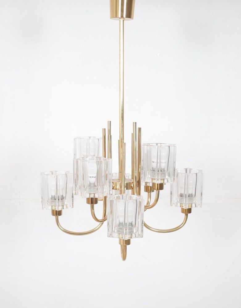 Crystal Glass Chandelier By Peill & Putzler 1970s