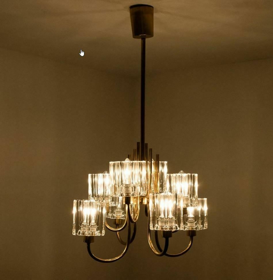 Crystal Glass Chandelier By Peill & Putzler 1970s photo furniture